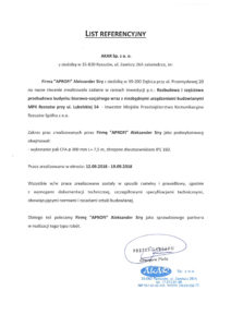 List referencyjny realizacji pali CFA dla MPK Rzeszów